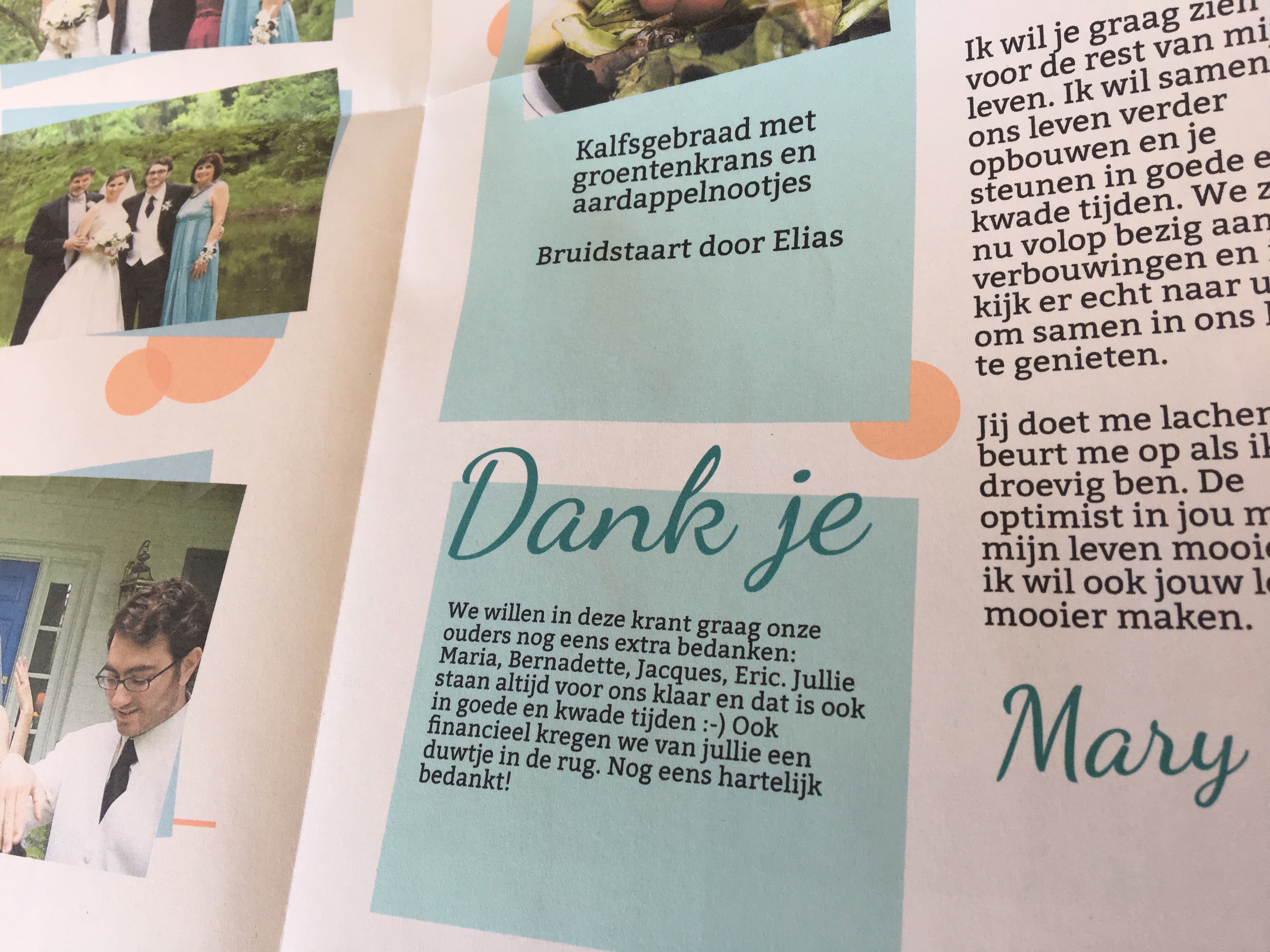 uniek bedanking met huwelijkskrant