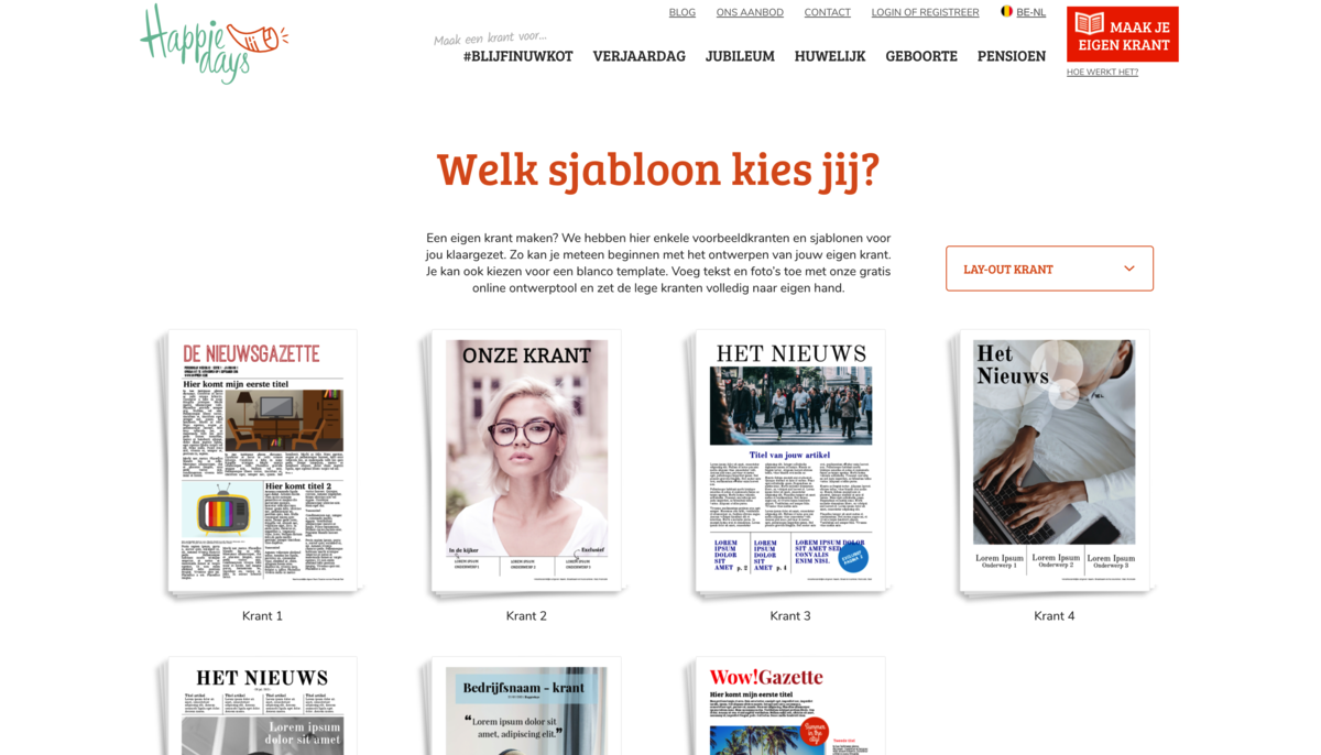 Kies een krantensjablonen voor jouw krantenartikel - Happiedays