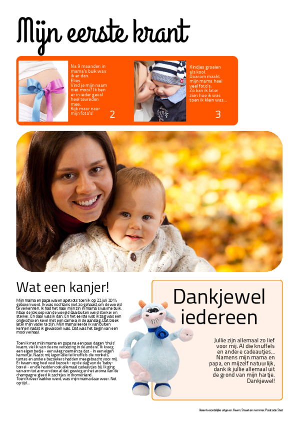 Maak je eigen krant sjabloon geboortekrant | Happiedays